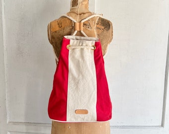 striped red and white bag canvas tote deadstock