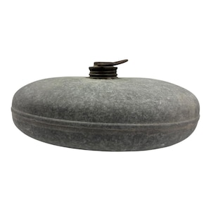 Vintage Galvanized Metal Hot Water Bottle Bed Warmer Antique Heating Container