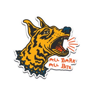 Autocollant All Bark All Bite, vinyle imperméable pour chien, journal pour ordinateur portable.