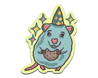 Party Mouse Sticker Whimsical Birthday Rodent Art Laptop Water Bottle Decor.