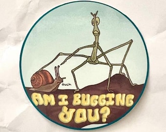 Am I Bugging You Sticker Funny Stick Bug Sticker Bug Pun Vinyl Decal Insect Humour Aesthetic Weird Art Gift.