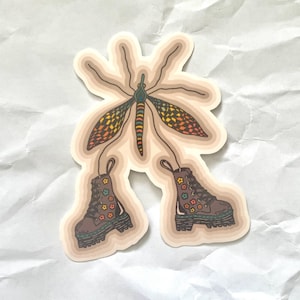 Adesivo de vinil para botas de caminhada com mosquito, decalque estranho e surreal de insetos para áreas externas.