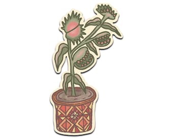 Venus Fly Trap Sticker Glossy Laminated Vinyl Plant Art.
