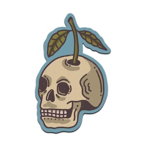 Skull Plant Sticker Retro Tattoo Art Matte Vinyl Decal.