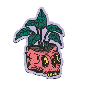 Gothic Skull Planter Sticker Waterproof Vinyl Decal.