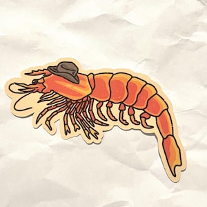 Cowboy Shrimp Aufkleber Lustige Western Seafood Vinyl Aufkleber Rodeo Crustacean Art.