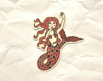Vintage Mermaid Sticker Retro Nautical Vinyl Decal Mythical Sea Creature Art Laptop Water Bottle Aesthetic Gift.