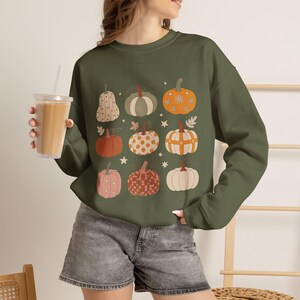 Autumn Patchwork Pumpkins Graphic Sweatshirt