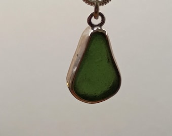 Dark Green Sea glass pendant