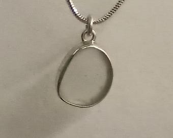 Sea glass silver pendant