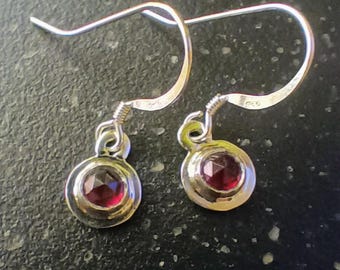 Garnet silver drop earrings