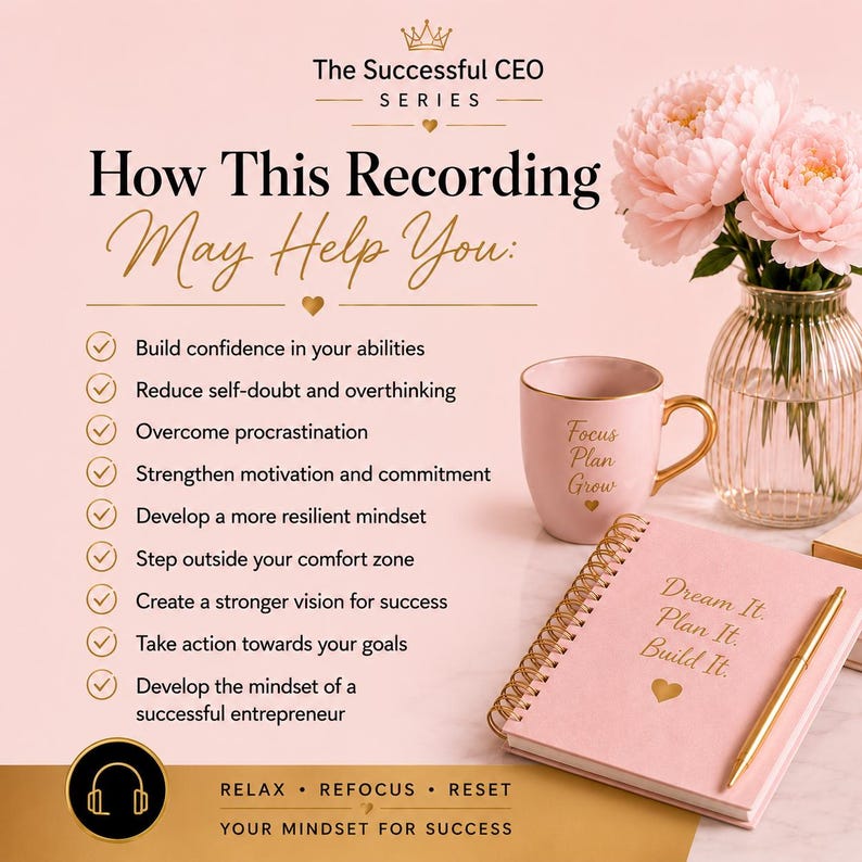 Business confidence hypnosis for women in business. Learn how this recording may help reduce self-doubt, overcome procrastination, strengthen motivation and develop a successful entrepreneur mindset.