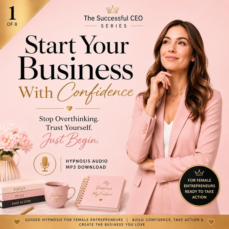 Start Your Business With Confidence hypnosis MP3 for female entrepreneurs. Guided business mindset audio to help women overcome self-doubt, build confidence and take action towards starting a successful business.