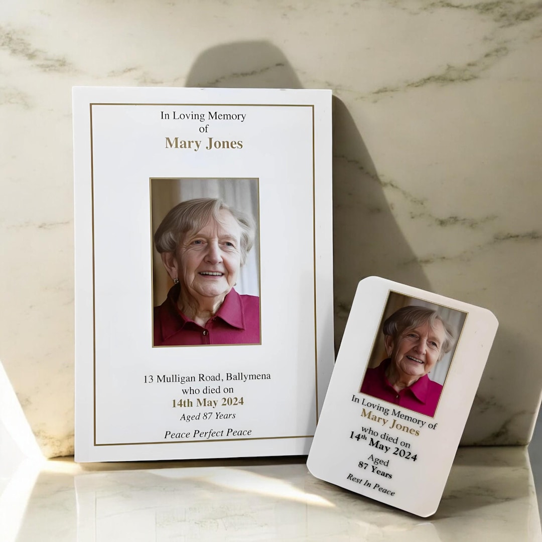 Personalised Memorial Cards Custom Funeral Keepsake Memorial Card in ...