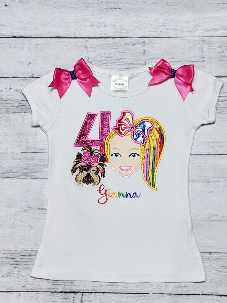 JoJo Siwa Hot Pink Rainbow Shirt Or Tank Top Jo Jo Dog 1st 2nd 3rd 4t…