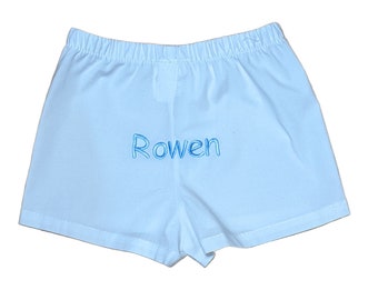 Boy  Personalized Name White Boxers Diaper Cover Choice of Font & Thread Color