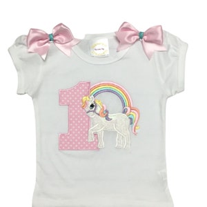 White Pony Personalized NAME Rainbow Birthday Shirt Bodysuit or Tank Top 2nd 3rd 4th 5th 6th