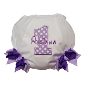 PURPLE and LAVENDER Polka Dot Personalized Name Birthday Diaper Cover Bloomers 1st 2nd 3rd 4th Birthday