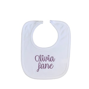 Personalized Embroidered Bib READY TO SHIP  Baby Girl Bib