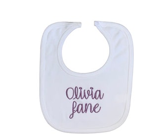 Personalized Embroidered Bib READY TO SHIP  Baby Girl Bib