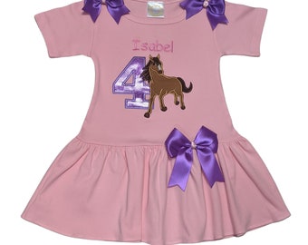 Spirit Horse PERSONALIZED Glitter Age Birthday Pink and Purple Dress 1st 2nd 3rd 4th 5th 6th Infant Toddler Girl Birthday Birthday Dress
