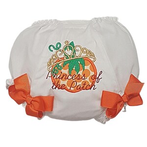 THANKSGIVING Fall Princess of the Patch Pumpkin Diaper Cover Bloomers with Boutique Bows Design your own