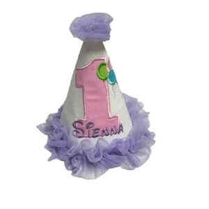 Pink & Lavender Birthday Hat Girl Personalized Birthday Hat