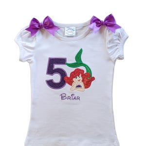 Ariel Little Mermaid BIRTHDAY PERSONALIZED Purple Sparkle Shirt-Tank Top Bodysuit 1st 2nd 3rd 4th 5th 6th 7th 8th Birthday Ariel Top