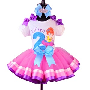 Fancy Nancy Personalized Birthday Pink-Hot Pink  & Purple Ribbon Tutu Set Shirt Tutu Bows Headband Fancy Nancy Birthday Outfit  Any Age