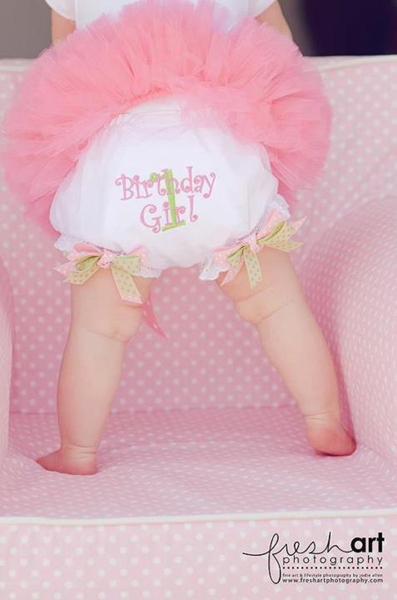 Birthday Girl Double Boutique Bow Design Your Own Bloomers Diaper Cover image 1