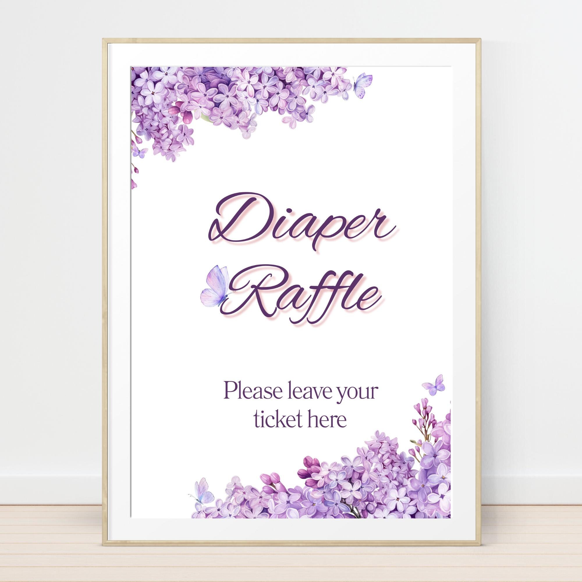 Diaiper Raffle Sign Babyshower Diaper Raffle Sign Printable Lavender Baby Shower Signs ...