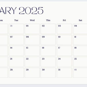 2025 Printable Monthly Calendar