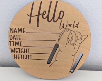 Baby Hospital Bracelet Holder Keepsake | Baby Birth Stat Announcement | Baby Name Announcement | Birth Reveal Wood Sign | Baby Reveal Sign