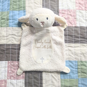 Personalized Baptism Lamb Security Blanket | Baptism Gift | Christening Gift | Baby Shower Gift | Lamb Security Blanket