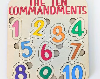 10 Commandments Puzzle | Wooden Puzzle | Baptism Gift | Catholic Puzzle | Christian Toy| Bible Learning | Bible Puzzle