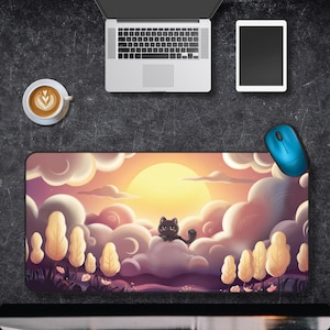 kawaii cat desk mat,kawaii mousepad,cute pastel kawaii mouse pad,cat pastel desk mat, kawaii,cute cat desk decor,cat desk mat gaming