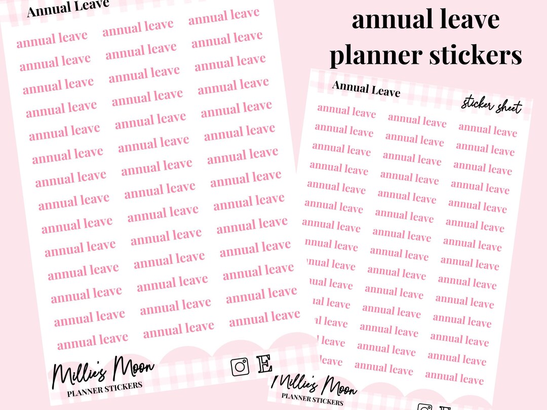 Annual Leave Planner Stickers Kiss Cut Millie's Moon 42 Stickers ...