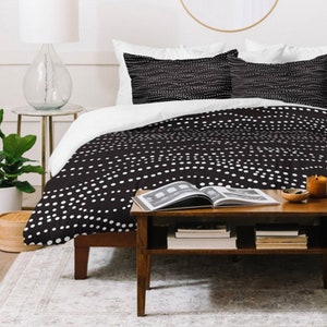 Black Duvet Cover / Polka Dot Duvet / Black & White Duvet / Queen Duvet Cover / King Duvet Cover / Modern Duvet / Lightweight Duvet / Black