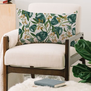 Protea Floral Pillow / Lumbar Throw Pillow / Green Floral Pillow / Oblong Pillow / Floral Decor / Decorative Pillows / Lush Floral Pillow