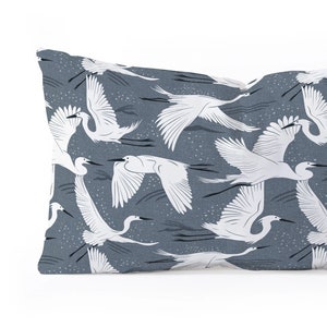 Throw Pillow / Crane Pillow / Throw Pillow / Lumbar Pillow / Bird Print Pillow /  Home Decor / Decorative Pillows / Accent Pillows / Blue