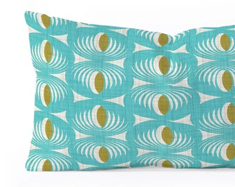 Retro Throw Pillow / Lumbar Pillow / Mid Century Modern / Aqua Pillow / Geometric Pillow / Retro Home Decor / Decorative Pillows / Pillow