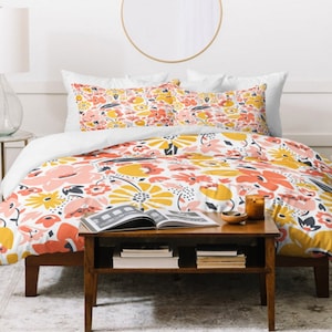 Boho Duvet Cover / Floral Duvet Cover / Floral Bedding / Boho Bedding / Girls Duvet Cover / Queen Duvet / Twin Duvet / King Duvet / Pink