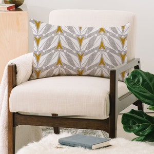 Mid Century Modern Geometric Pillow / Lumbar Pillow / Throw Pillow / Beige Pillow / Oblong Pillow / Retro Home Decor / Decorative Pillows