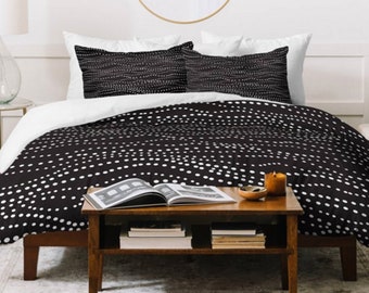 Black Duvet Cover / Polka Dot Duvet / Black & White Duvet / Queen Duvet Cover / King Duvet Cover / Modern Duvet / Lightweight Duvet / Black