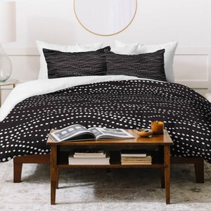 Black Duvet Cover / Polka Dot Duvet / Black & White Duvet / Queen Duvet Cover / King Duvet Cover / Modern Duvet / Lightweight Duvet / Black