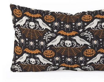 Halloween Pillow / Raven Pillow / Lumbar Pillow / Halloween Decor Pillows / Oblong Pillow / Throw Pillow / Home Decor Pillows / Fall Decor