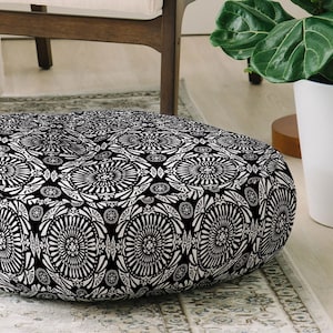 Black Floor Pillow / Black and White Decor / Floor Seating / Floor Cushion / Meditation Cushion / Round Floor Pillow / Square Floor Pillow