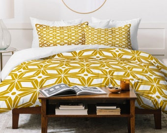 Mid Century Modern Duvet / Retro Decor / Lightweight Duvet Cover / Home Decor / Bedding / Mid Century Modern Decor / Retro Bedding / Yellow