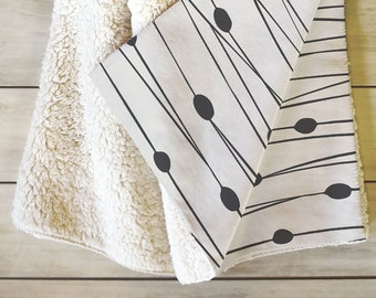Fleece Throw Blanket / Modern Home Decor / Minimalist Decor/ Sherpa Blanket / Neutral Blanket / Cozy Blanket / Wedding Gift / Neutral Decor