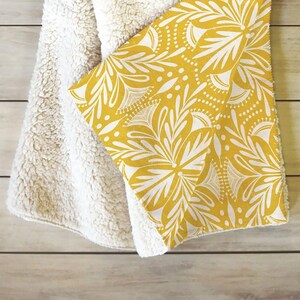 Boho Throw Blanket / Fleece Blanket / Couch Blanket / Cozy Blanket / Yellow Decor / Yellow Blanket / Fleece Throw / Housewarming Gift image 1